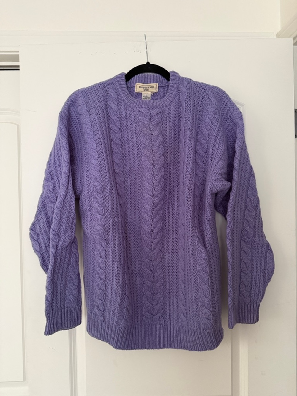 Jennifer Moore Lavender Cable-Knit Crewneck Sweater